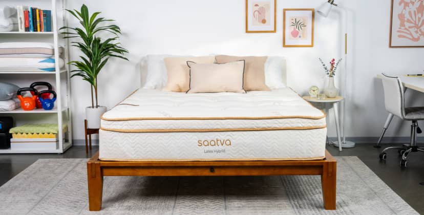 A picture of the Saatva Latex Hybrid in Sleep Foundation's test lab.