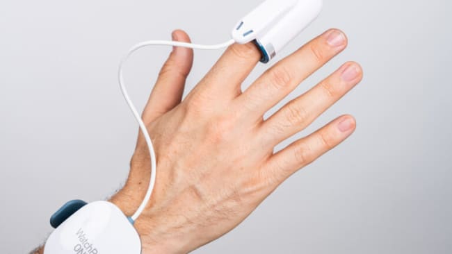 A WatchPAT One being worn by someone.