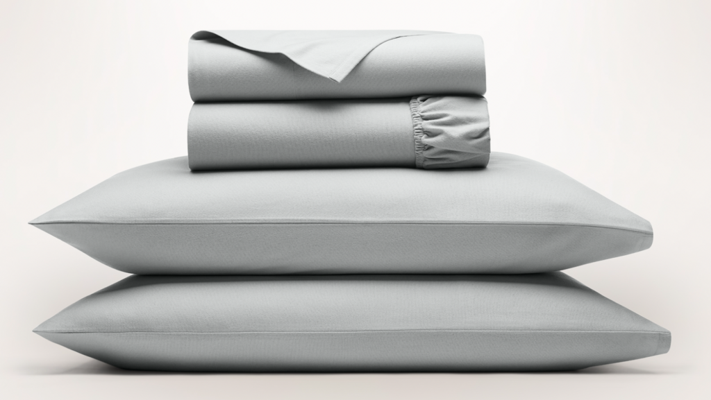 Product page photo of the Boll & Branch Solid Flannel Sheet Set